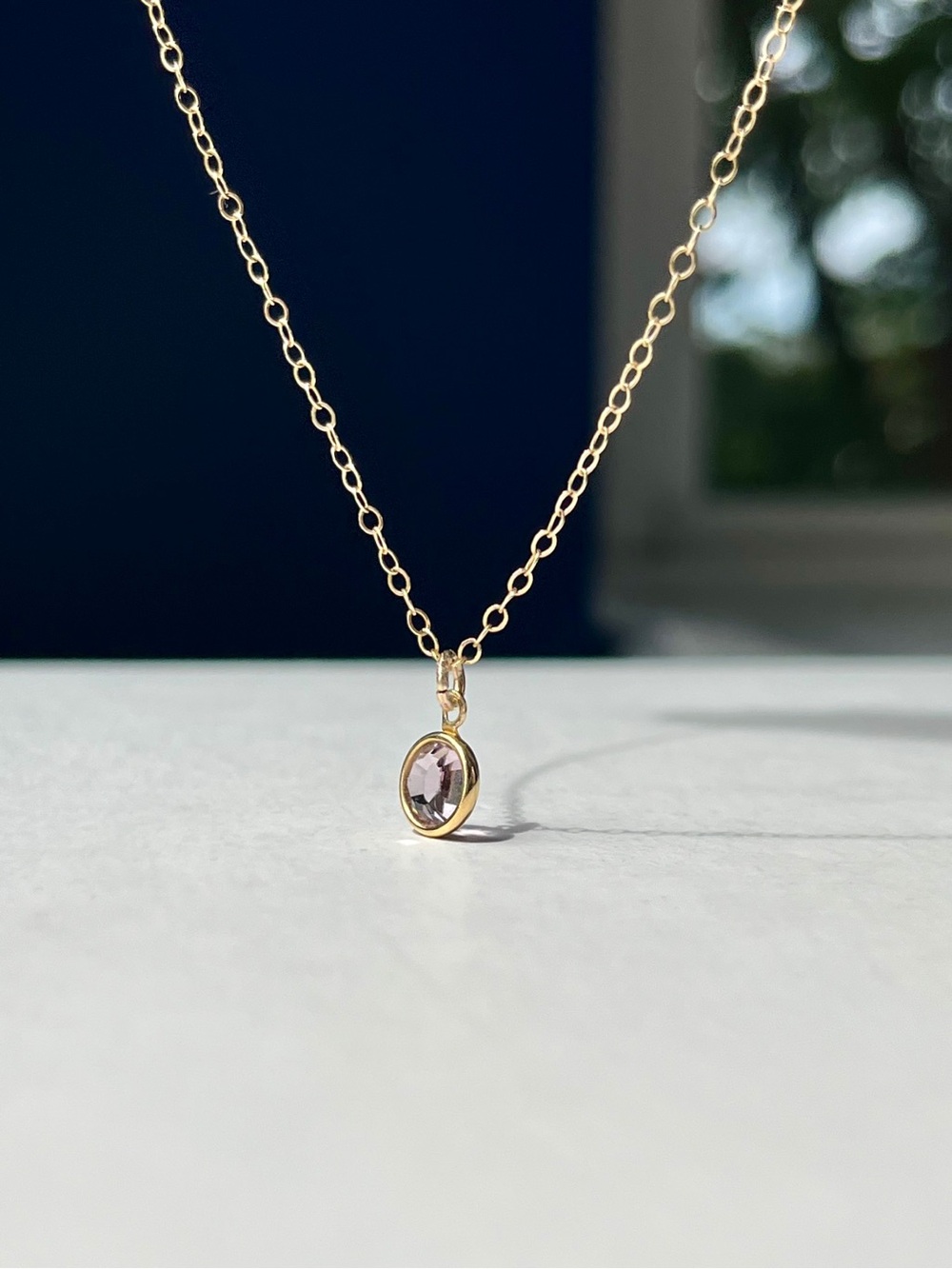 Light Amethyst Solitaire Pendant Necklace, 14k Yellow Gold-Filled